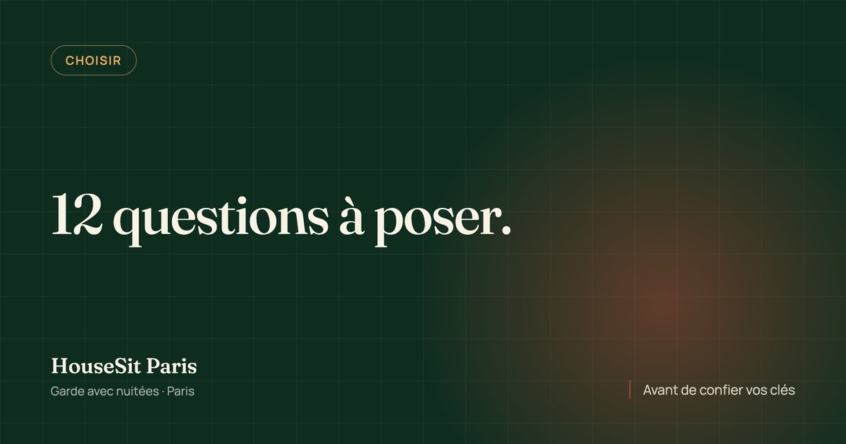 Couverture éditoriale de l'article, avec le titre « 12 questions à poser » en lettres crème sur un fond vert forêt.