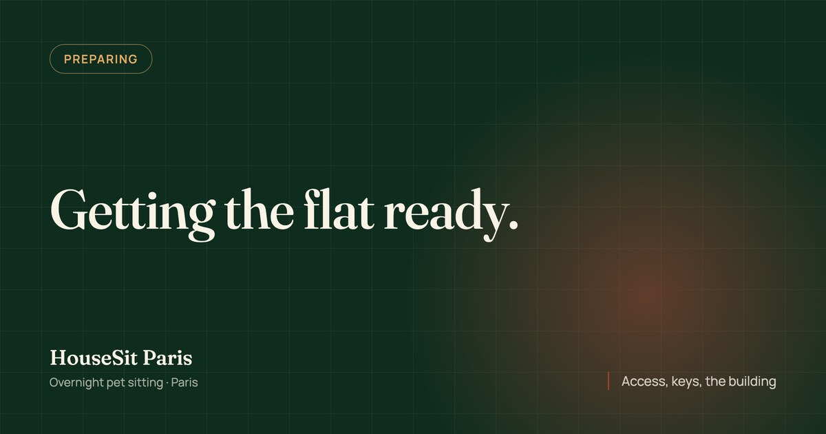 Editorial cover for the article, with the title “Getting the flat ready” in cream lettering on a forest green background.